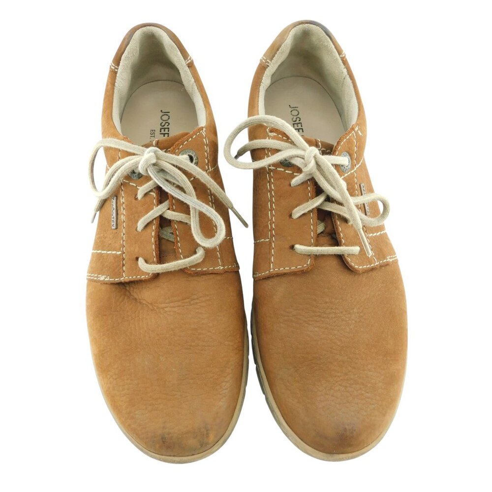 JOSEF SEIBEL Tan Brown Leather Lace-up Walking Oxfords Shoes Sneakers 41